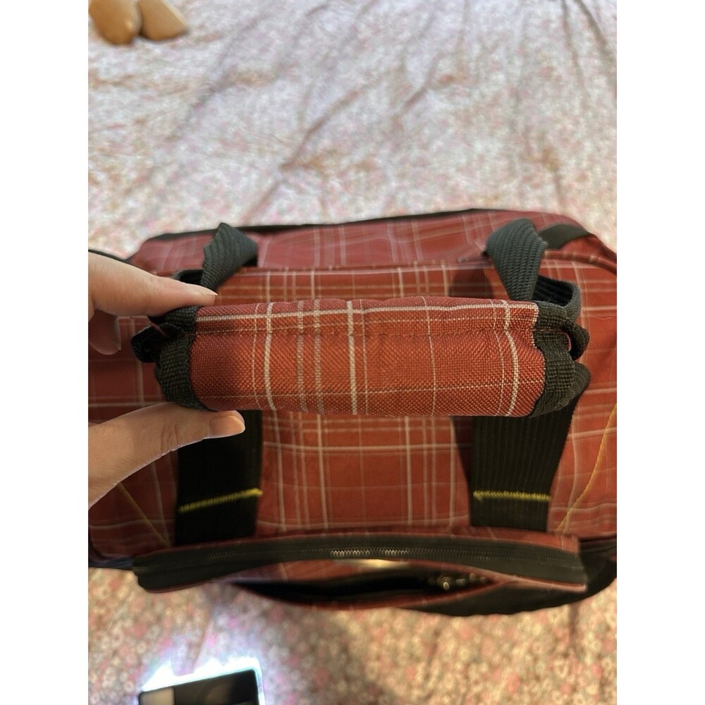 Vintage California Pak Red Plaid Duffel Bag Travel Calpak Luggage Weekender - Picture 12 of 15